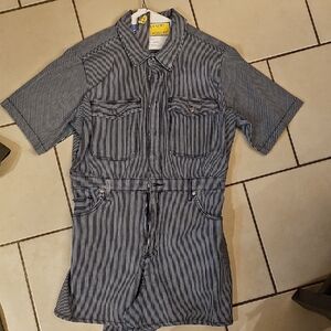 Universal Thread Navy and White Striped Romper